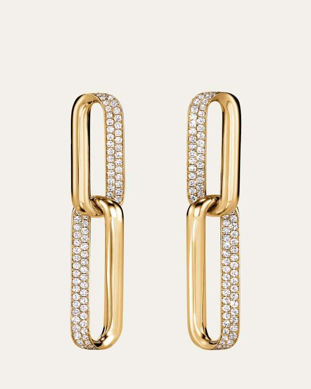 18K Yellow Gold Inside Out Diamond Drop Earrings, Small